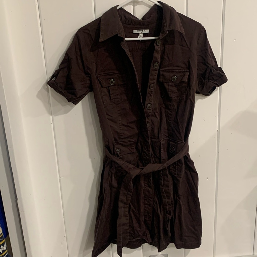 Corey P. Brown Button Up Collared Dress